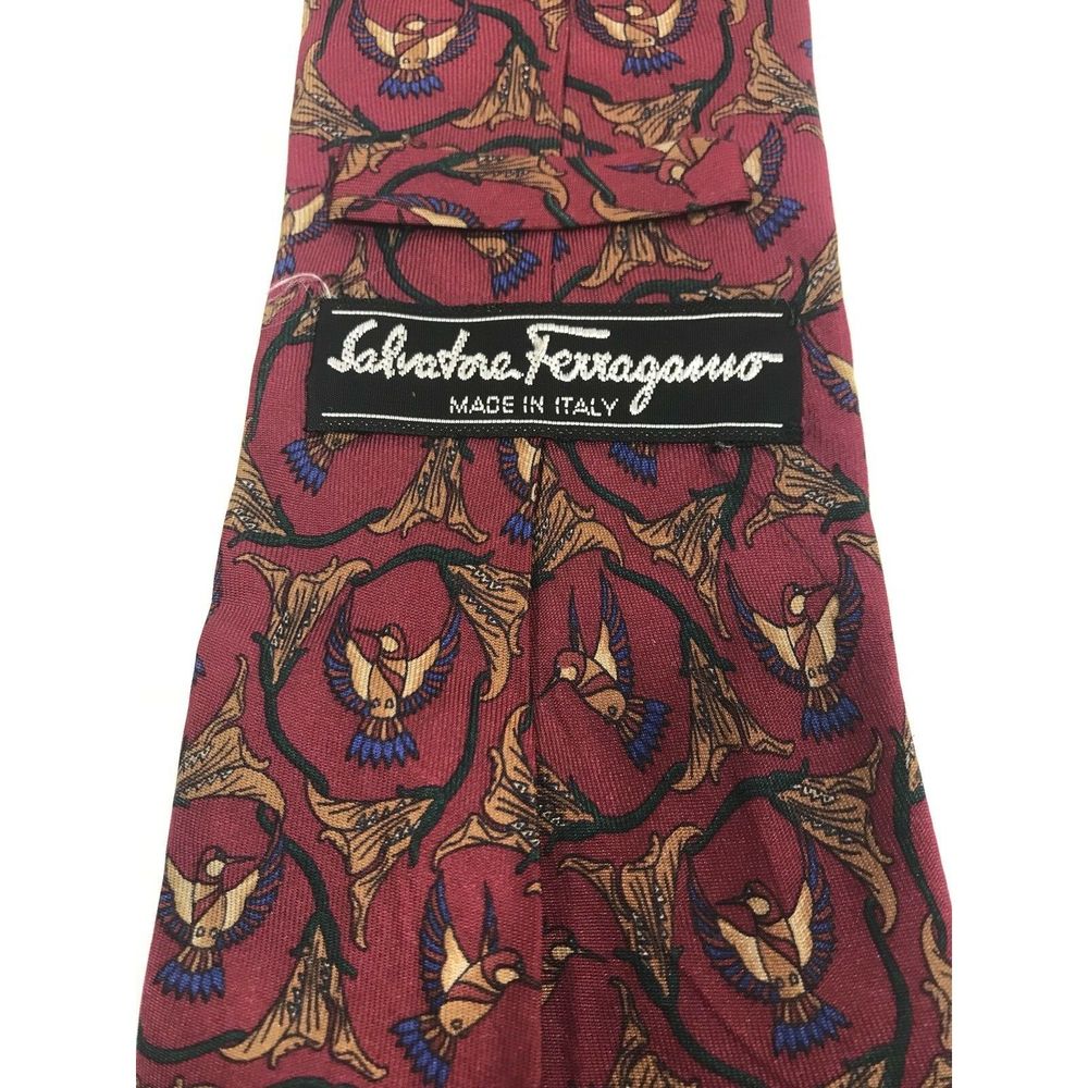Salvatore Ferragamo Slate Red Silk Tie Italy